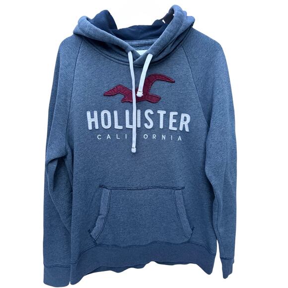 Hollister Other - Hollister Hoodie Mens Large Blue and Gray w/ Logo Pullover Sweatshirt California